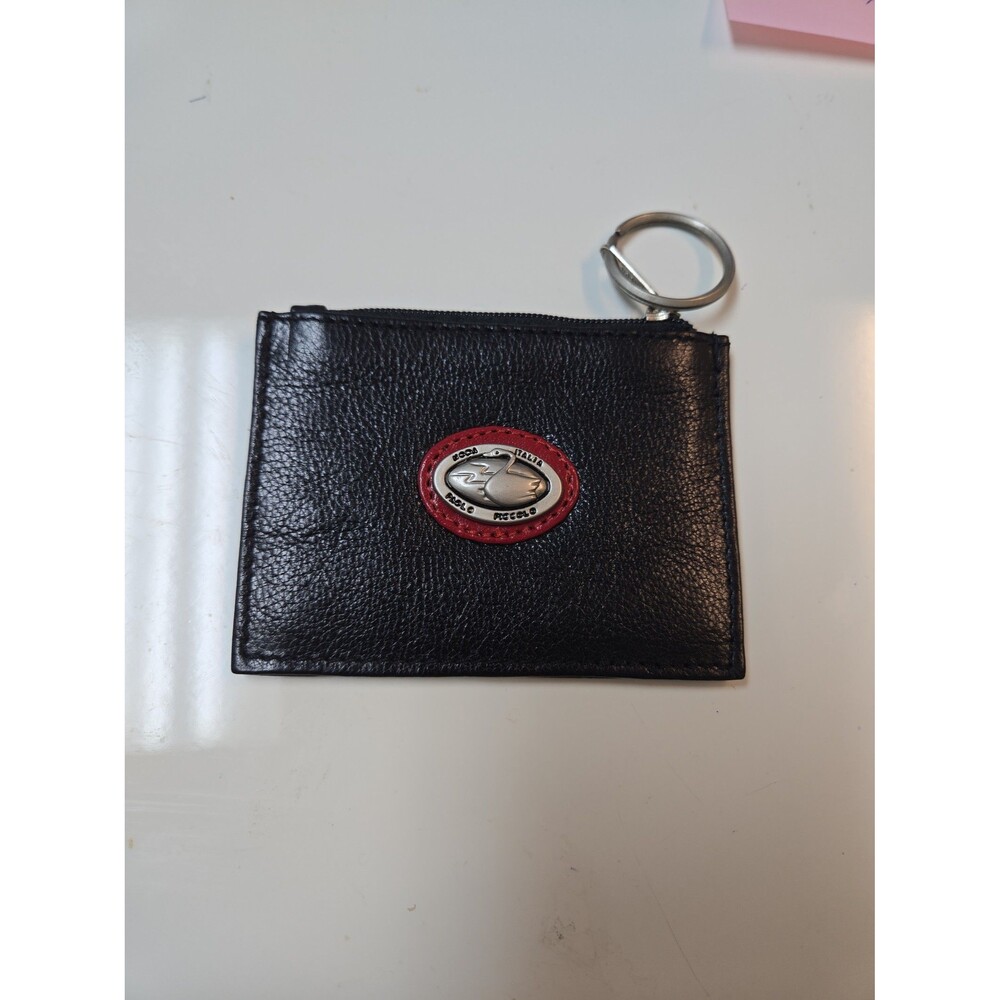 Leather zipper coin pouch with an oval metallic emblem Moda Italia Paolo Piccolo